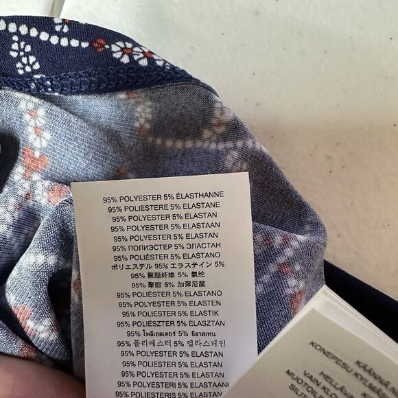 Michael Kors Peasant Blouse Small Navy Blue Floral Gold Chain Long Sleeve - Picture 7 of 9